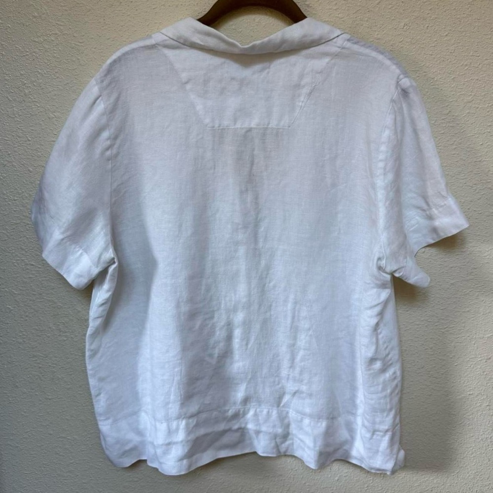 Everlane notch white linen Button up blouse - Picture 5 of 7